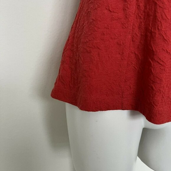 𝅺ANTHROPOLOGIE Peplum Red tank Top blouse XSmall sleeveless spandex - Picture 4 of 10